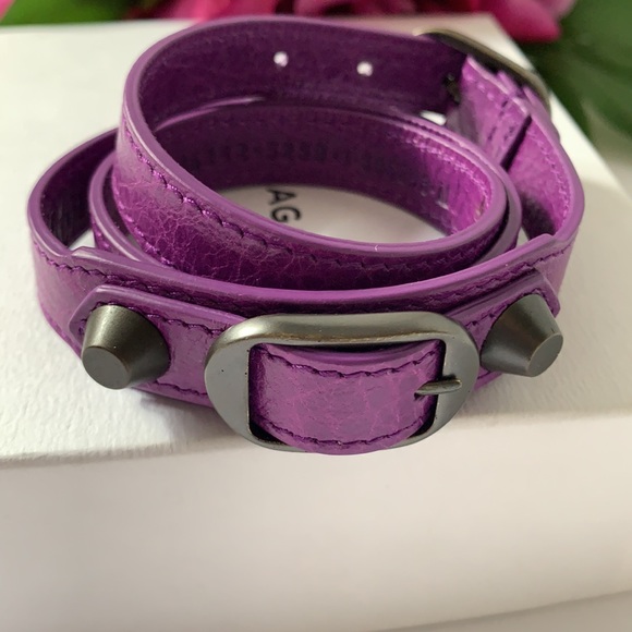 ❤️🔥❤️Balenciaga triple wrap purple leather bracelet NEW❤️🔥❤️ - Picture 6 of 9